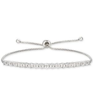 Macy's Diamond Bolo Bracelet (1/10 ct.t.w.) in Sterling Silver Price Is Firm